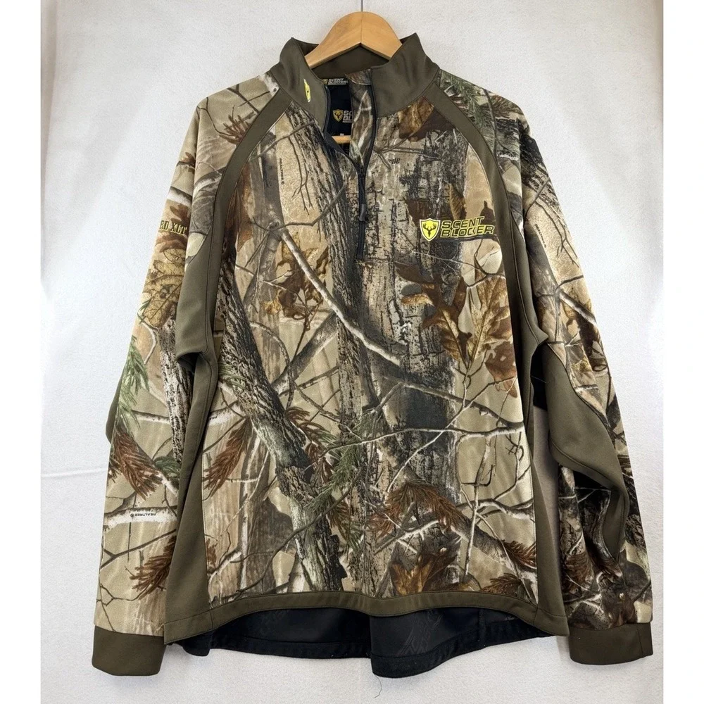 Scent Blocker 1/4‎ Zip Mens Camo Pullover Jacket Size Large